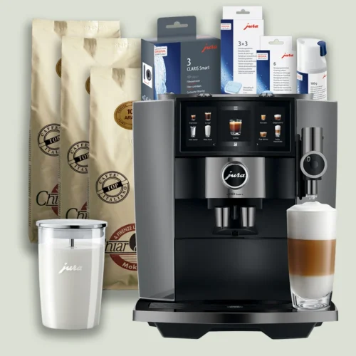 Pakketilbud med Jura J10 twin (EA), 3 kg kaffe og tilbehør